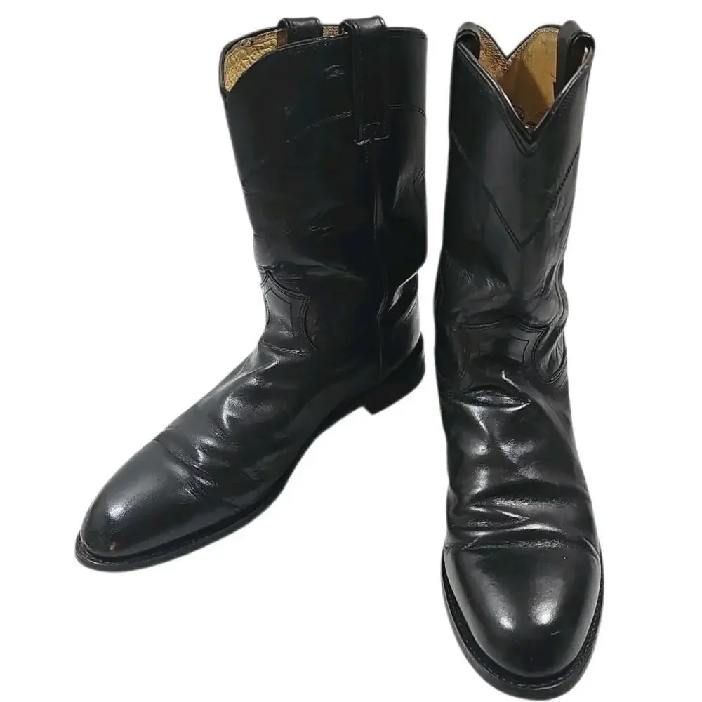Justin ~Men's Size 9.5B~ Black Leather Western Boots.